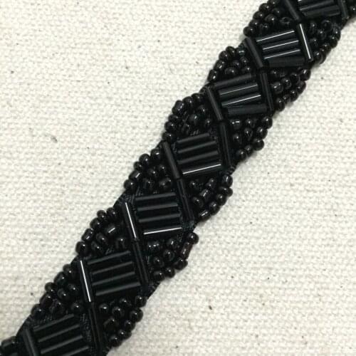 3 Yards Black Ribbon Beaded Lace Trim for Collar Trim, Diy Clothes, Wedding Decoration, Costume, Bridal