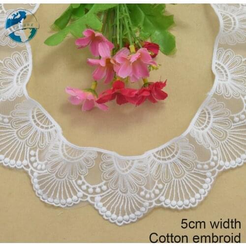 5cm wide wave white cotton embroidery lace french lace ribbon fabric guipure diy trims warp knitting sewing Accessories#4117