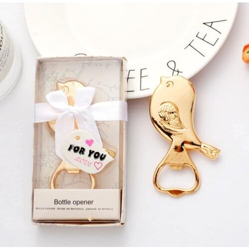 50pcs New Creative Alloy Love Bird Bottle Opener Party Favors and Gifts Wedding Supplies Free Shipping WB264