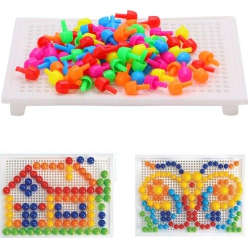92Pcs Creative Mushroom Nails Blocks With Board Kit Educational kid DIY Toy Gift