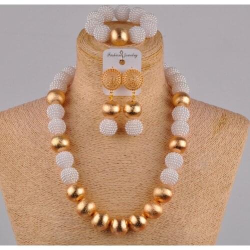 White african beads jewelry set 24 inches simulated pearl necklace FZZ41