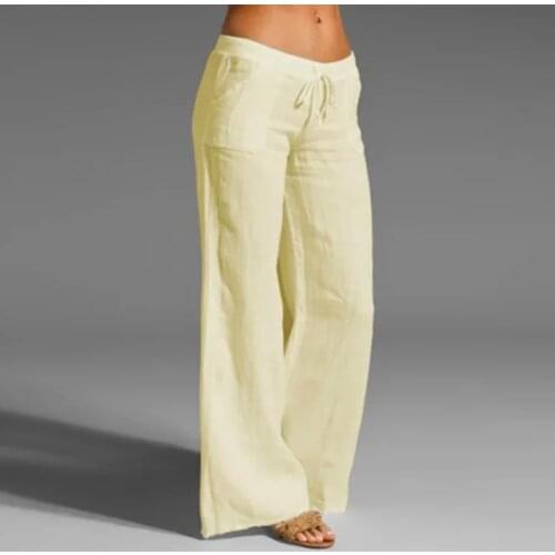 New Summer Solid Color Pants Women Elegant High Waist Pants Fashion Womens Casual Thin Pants Loose Wide Legs 2021