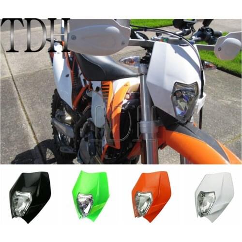 Black Orange White Green Motorcycle Headlight Dirt Bike Motocross Racing Moto Head lamp For XC-W EXC XCF SX 125 250 350 450