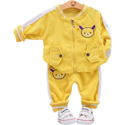 2020 New Spring Autumn Children Fashion Clothes Kids Boys Girls cartoon zipper coat Pants 2Pcs/sets Baby Infant Tracksuits sets