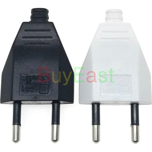 EU Europlug Rewireable DIY Main Power Plug AC 100~250V 2.5A Black / White