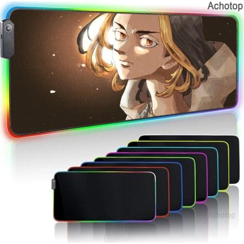 Tokyo Revengers Game Mousepad RGB Personality LED Gaming Accessories Computer Keyboard Carpet Pad PC Notebook Gamer Desk Mat Pad