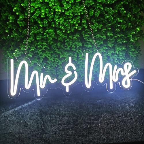Custom Letters 56x17cm Mr & Mrs Neon Sign Light Led Party Light 12V Indoor Leds Wedding Birthday Party Marriage Decoration