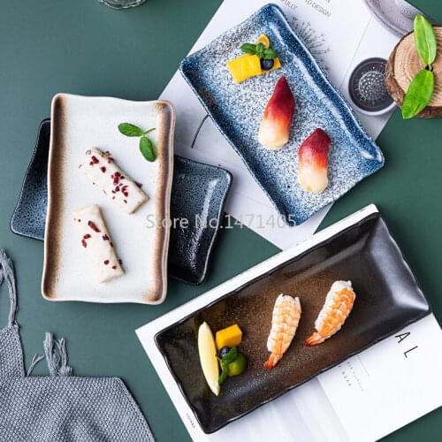 Sushi Plate Creative Ceramic Plate Japanese Dinner Plate Rectangle Plate Restaurant Special Porcelain Plate Sushi Plate