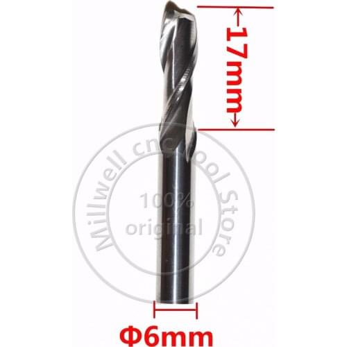 6mm*17mm,Freeshipping,CNC wood tool,carbide End Mill,woodworking insert router bit,2 flute up cut end mill,MDF,PVC,Acrylic,wood