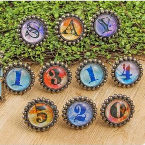 Creative retro letter knob bronze glass A B C D E F G H I J K L M digital 1 2 3 can says drawer cabinet handle knob