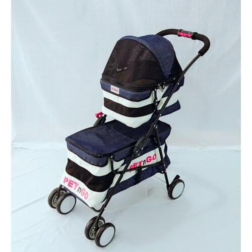 Fashion Portable Double-layer Cat Stroller Foldable Lightweight Pet Stroller Four Seasons Four - wheeled Dog Strollers