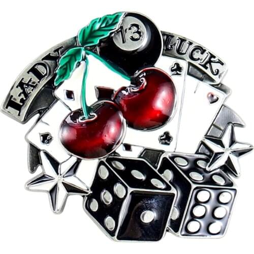 Fashion Belt Buckle for Men Women Cherry Dice Poker Punk Style Belt Buckles Western Cowboy Jeans Accessorie Fit 4cm Width Belt