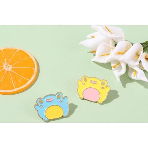 Soft Cute Cute Frog Alloy Enamel Brooch Cartoon Small Couple Best Friend Small Animal Badge Pin Lapel Backpack Jewelry Gift