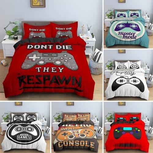 Gamer Bedding Set Single Twin King Queen Size Quilt Comforter Gamepad Duvet Cover And Pillowcase 2/3pcs Bed Linen Bedclothes