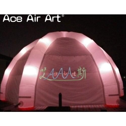 Full cover 8 m diameter inflatable spider dome tent pavilions with removable wall for car promotion with led light