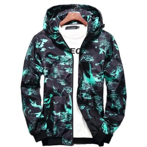 New Spring Autumn Mens Casual Camouflage Hoodie Jacket Men Windbreaker Coat Male Camouflage Jacket Plus Size S-5XL