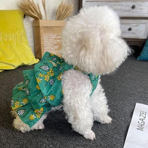Teddy Bichon cupcake clothes Pet Clothes Summer fashion vest Dresses Flower Pattern Decoration Soft Dog Strap Princess Dress hot