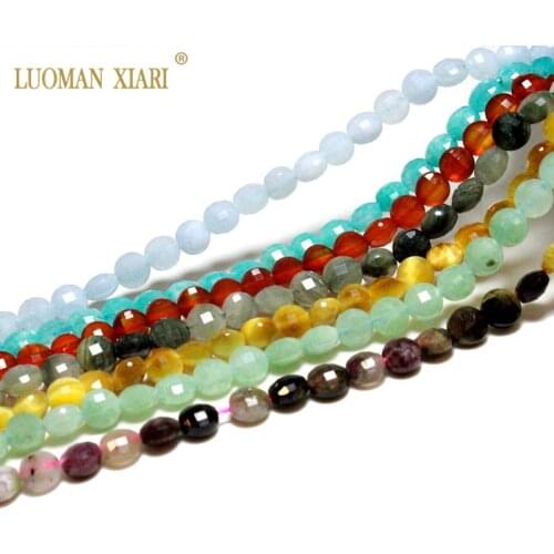 Wholesale Natural Faceted Lapis lazuli Tourmaline Crystal Agates Jades Stone Beads For Jewelry Making DIY Bracelet Necklace 6mm