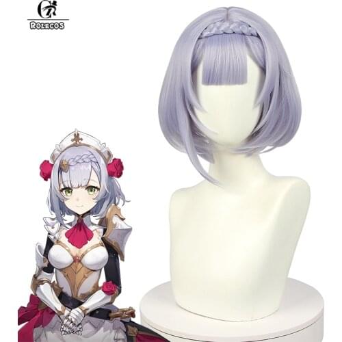 ROLECOS Genshin Impact Cosplay Wig Noelle Cosplay Wig Headwear Noelle Short Hair Heat Resistant Synthetic Hair