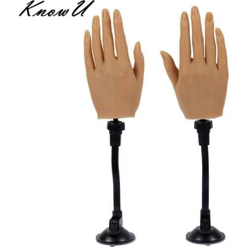 KnowU Practice Hand Model with Clip Jointed Flexible Silicone Mannequin Skin Texture Nail Art Training Manicure