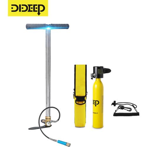 DIDEEP 0.5L Scuba Diving Tank Mini Oxygen Cylinder Set Respirator Air Tank Hand Pump for Snorkeling buceo Diving Equipment