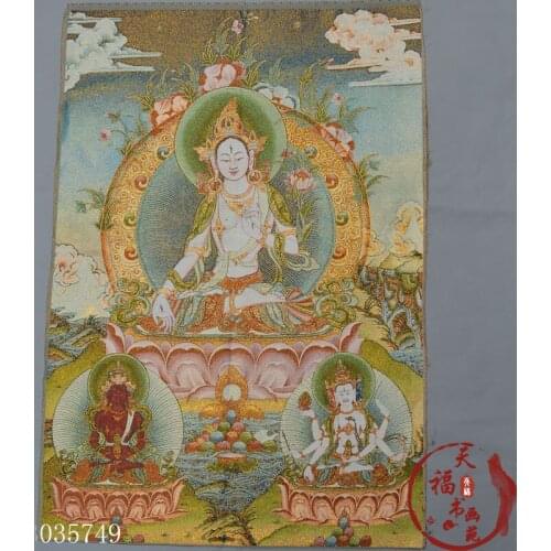 Christmas Tibet Thangka Silk Embroidery Embroidery Nepal Thangka Painting Gold Silk Embroidery White Tara Buddha Statu halloween