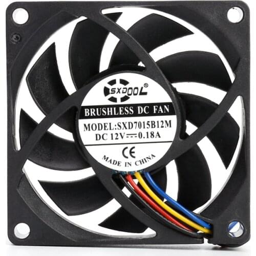 2pcs 7cm cooling fan 70mm DC 12V Dual Ball Bearing 3Pin 3-wire 7015 70mm x 15mm Computer case Cooling Fan