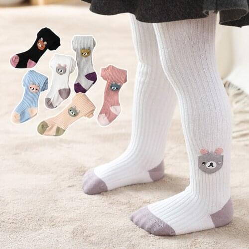 Spring and Autumn New Style Children Leggings Tights Vertical Stripes Bear Cartoon