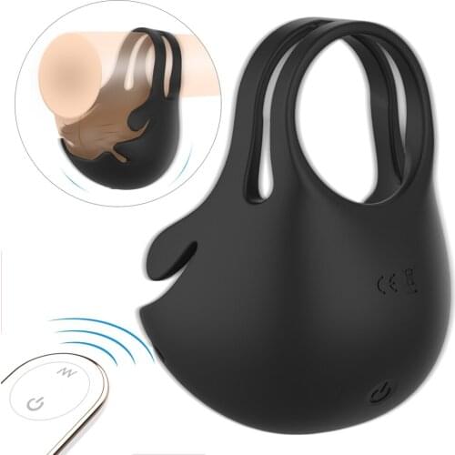 Scrotum Massage Vibrator Sex Toys for Men Testicle Penis Ring Vibrator Chastity Cage Bondage Cock Ring Male Prostate Massager