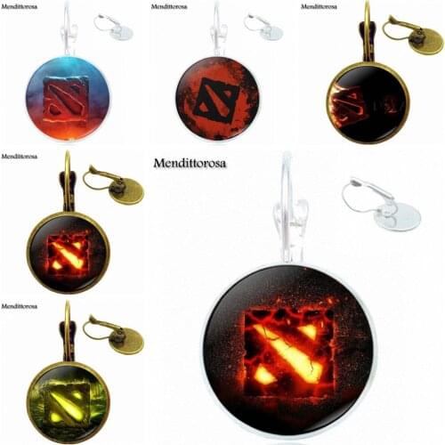 Vintage Jewelry Glass Cabochon Yoga Bronze/Silver/Golden Clip Ear Hook Drop Earrings Jewelry For Christmas Gift Dota 2