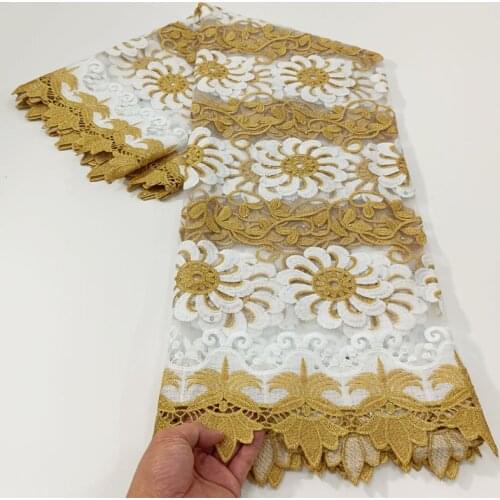 High Quality African Nigeria Tulle Lace Fabric French Milk Silk White and Gold 2021 Dress Embroidery Lady Party Aso Ebi 2.5yards