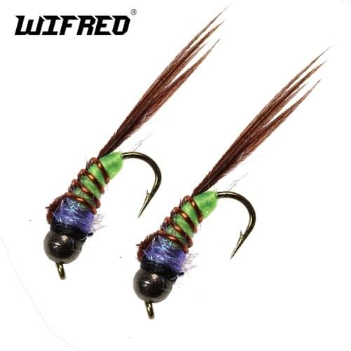 Wifreo 6PCS 14# Tungsten Beadhead Pheasand Tail Nymph Fly Trout Fly Fishing Baits