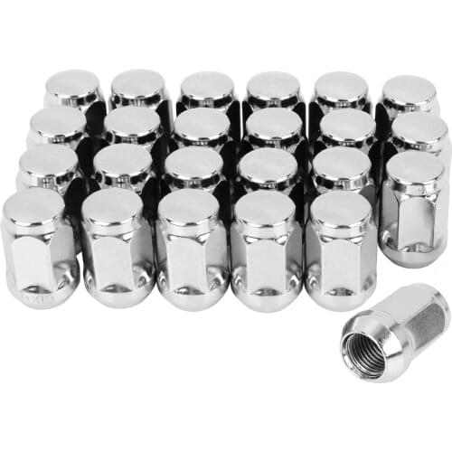 X Autohaux 24pcs Car Chrome M14X1.5 Bulge Acorn Wheel Lug Nuts Cone Seat Steel Racing Lug Wheel Nuts Screw Car Modification