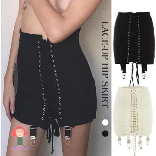 Womens bandage hole sexy skirt high waist short hip skirt corset mini bodycon gothic fashion jazz cool wear corset free shipping