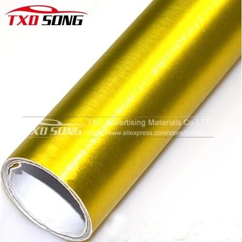 Premium Gold Matte Chrome Brushed Gold Vinyl Wrap Film Bubble Free For Car Wrapping Metallic Brushed Car Sticker Free Ship