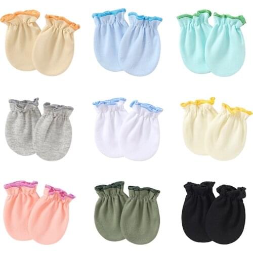 1 Pair Baby Anti-scratch Soft Cotton Gloves Newborn Handguard Mittens Infants Supplies Shower Gifts