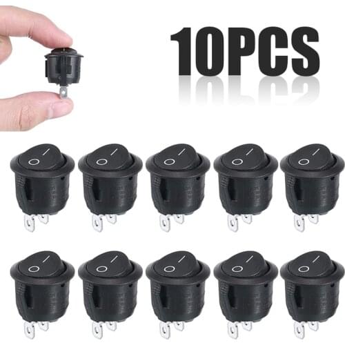 10pcs 2 Pin Round Car Rocker Switch 12V AC 250V 6A Switches For Auto Boat Van Dashboard Parts Accessories