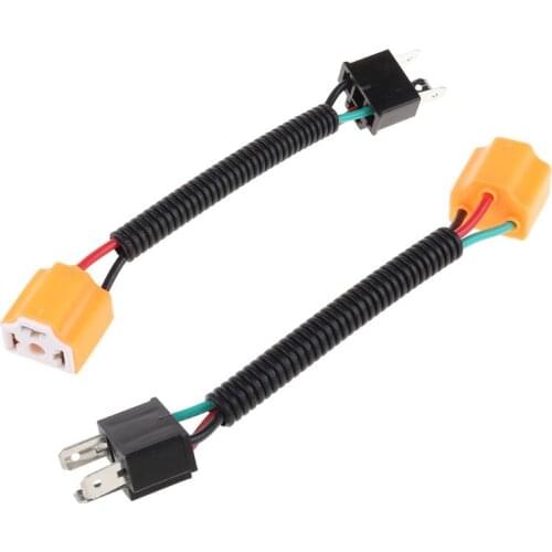 2Pcs H4 9003 Ceramic Wire Harness Plug Cable Headlights Connector Extension New