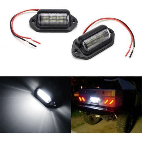 2pcs/Set Vehicle Waterproof 6 LED 12V License Plate Light Step Lamp LED Bulbs For Car Boat Truck Trailer