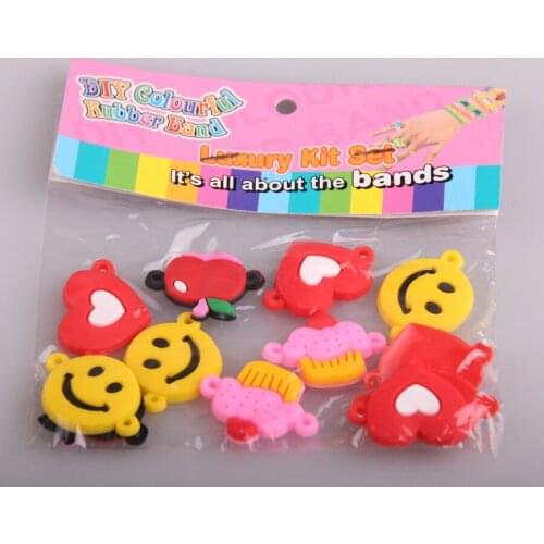 30 bag (12pc mix different charm) for Gift Loom Kits Fun Loom Rubber Bands Kit DIY charm Colorful Children Toy Gift