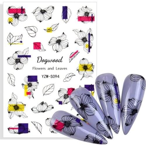 3D Nail Stickers Black Flower Graffiti Abstract Sexy Woman Face Design Adhesive Nail Art Decor Foil Manicure Stickers For Nails