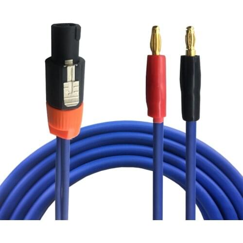 Quality Active Speaker Cable 4 Pole Speakon to Dual Banana Spade Y Plug for Stage Speaker NL4FC Cable OFC 1M 2M 3M 5M 8M