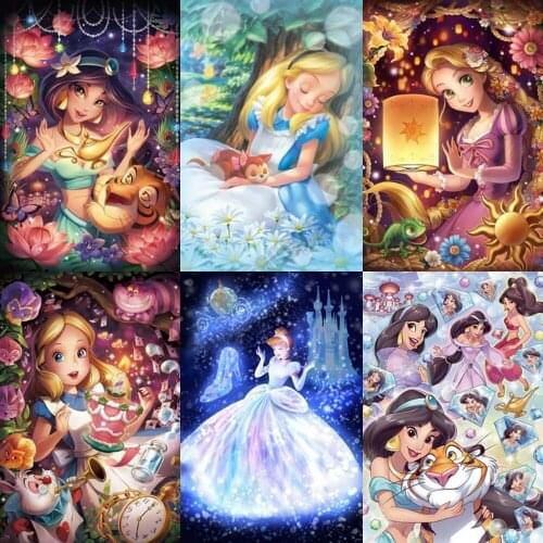 Disney 5D DIY Diamond Painting "Cartoon Princess" Diamond Embroidery Full Drill Cross Stitch Kits Christmas Gift Home Decoration