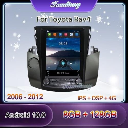 Kaudiony 10.4" Tesla Style Android 10.0 Car Radio For Toyota Rav4 Rav 4 Car DVD Multimedia Player Auto GPS Navigation Stereo 4G