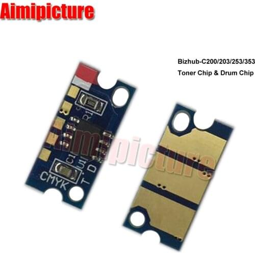 Bizhub C200 C203 C253 C353 Toner Cartridge Chip For Konica Minolta Reset Chip 24.5K 19K 5Sets 20pcs/lot