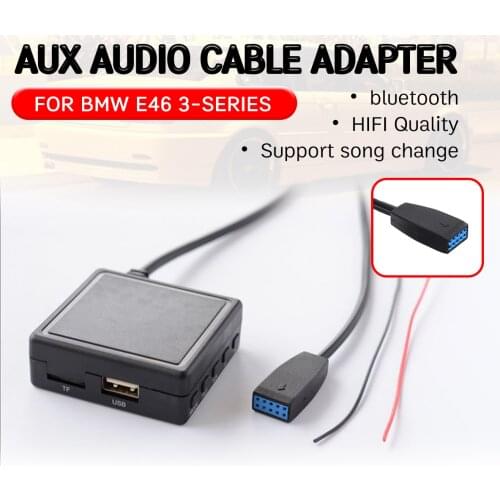 Bluetooth with USB,microphone Hands-free Aux Adapter for 10 Pin CD Headunit for BMW E46 2002 2003 2004-2006 Aux Receiver Cable