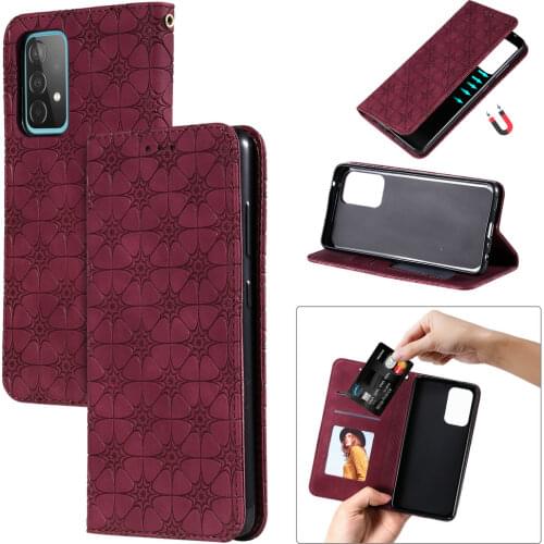 3D Floral Embossed Wallet Book Shell for Samsung A52 A 52 5G 2021 Flip Case Samsung Galaxy A52 Phone Cover Leather 360 Protect