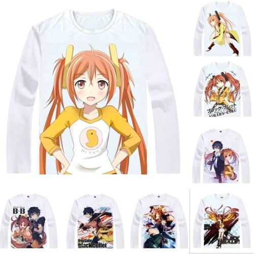 Coolprint Anime Shirt Black Bullet Burakku Buretto T-Shirts Long Sleeve Cursed Child Enju Aihara Cosplay Motivs Kawaii Shirts
