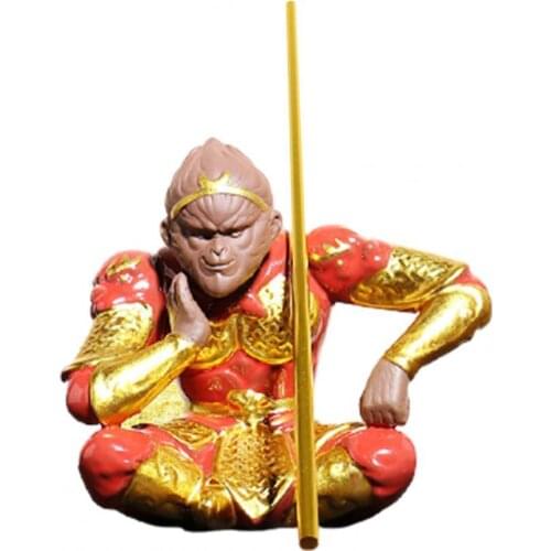 Car Decorative Trinket Small High Imitation Ceramic Mini Monkey King Figurine for Car Decoration