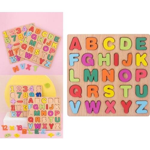 Wooden ABC Alphabet Puzzle Chunky Puzzle Board Early Learning Educational Toys Gift for Kids Christmas Birthday Gift